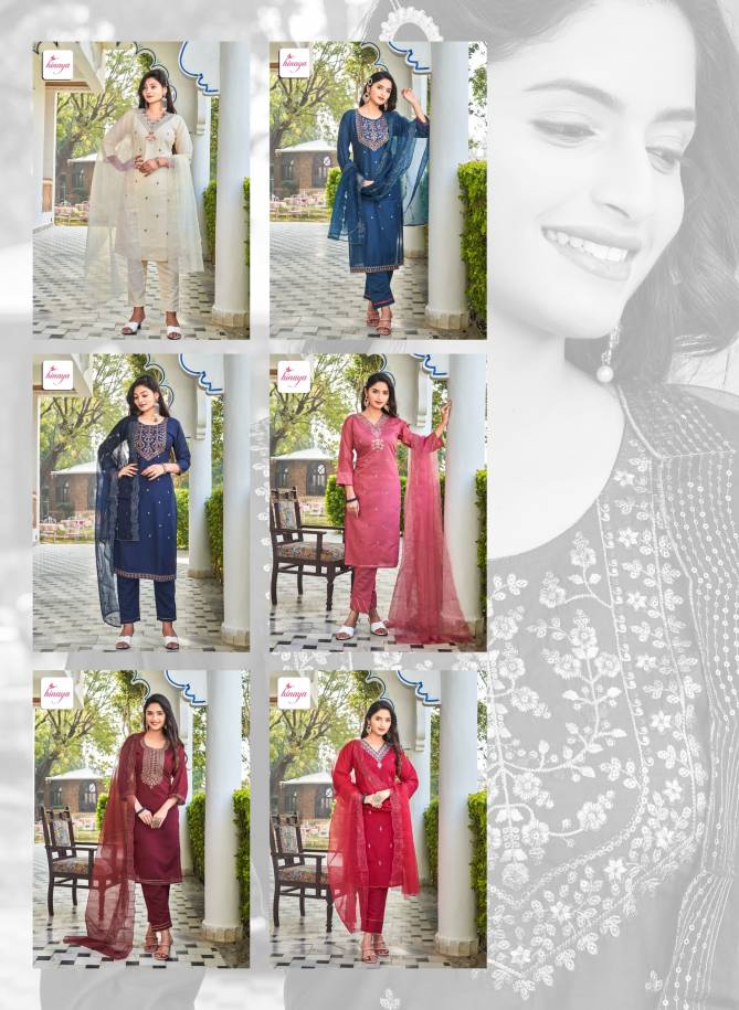 Alexa Vol 1 By Hinaya Roman Silk Heavy Embroidery Designer Readymade Suits Wholesale Shop In Surat